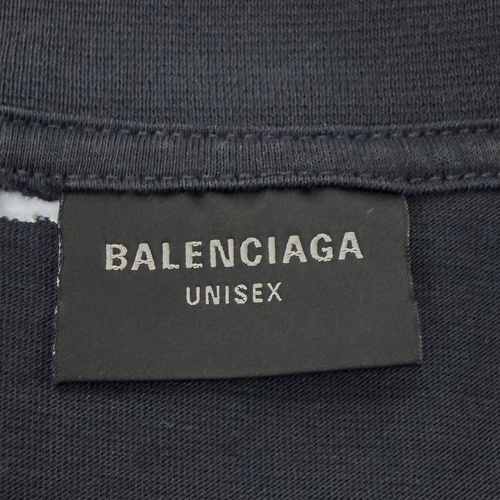 Great BALENCIAGA Short sleeve T-shirt Security tape logo black mens 2 831305