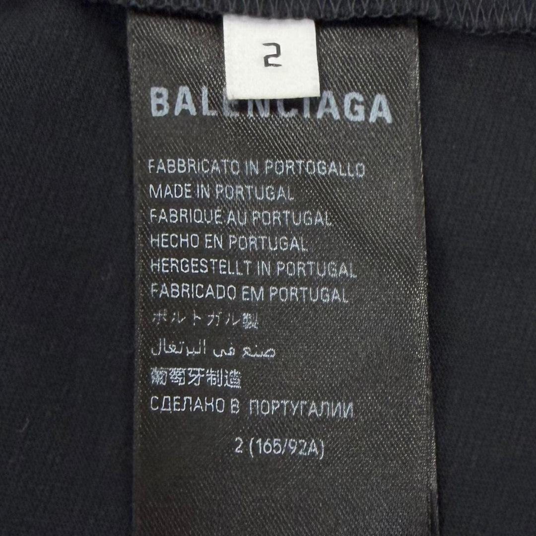 Great BALENCIAGA Short sleeve T-shirt Security tape logo black mens 2 831305