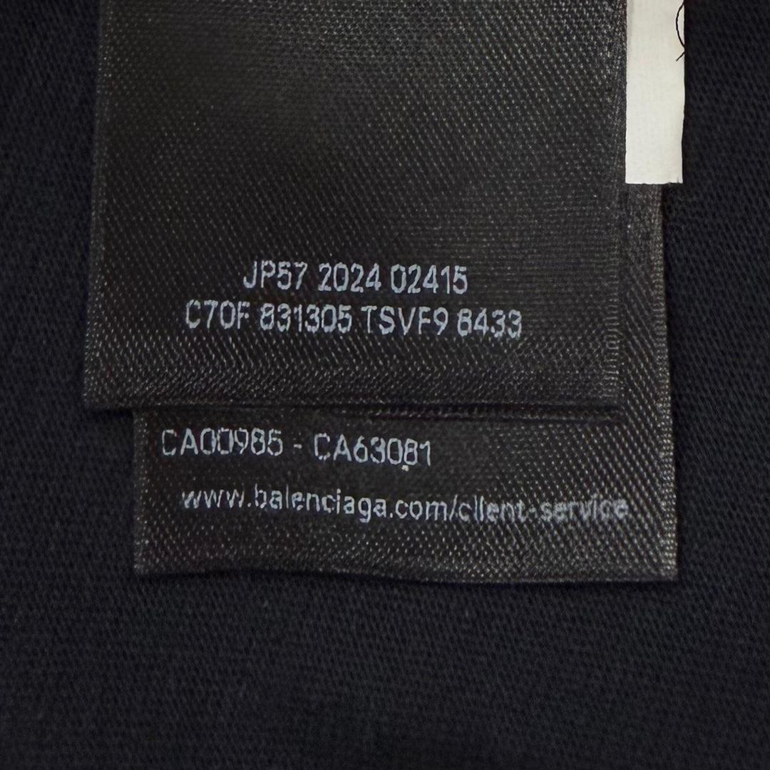Great BALENCIAGA Short sleeve T-shirt Security tape logo black mens 2 831305