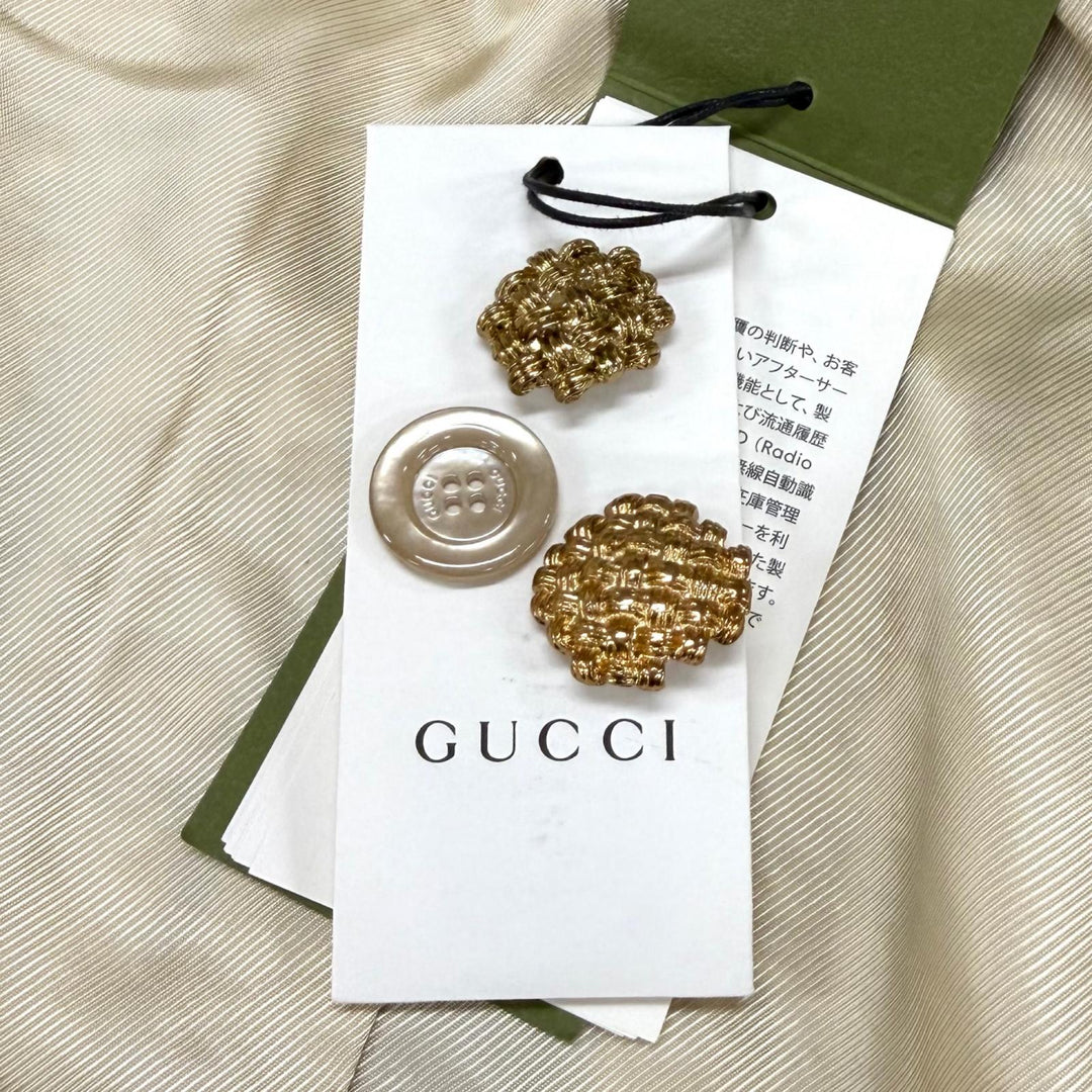 Pristine GUCCI Jacket Block check ribbon tweed short sleeve cotton IT 40 652261