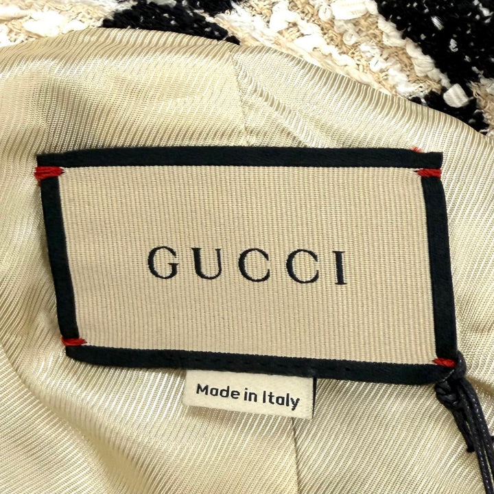 Pristine GUCCI Jacket Block check ribbon tweed short sleeve cotton IT 40 652261