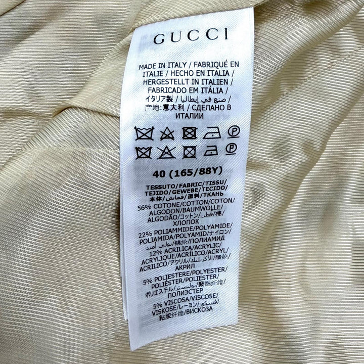 Pristine GUCCI Jacket Block check ribbon tweed short sleeve cotton IT 40 652261