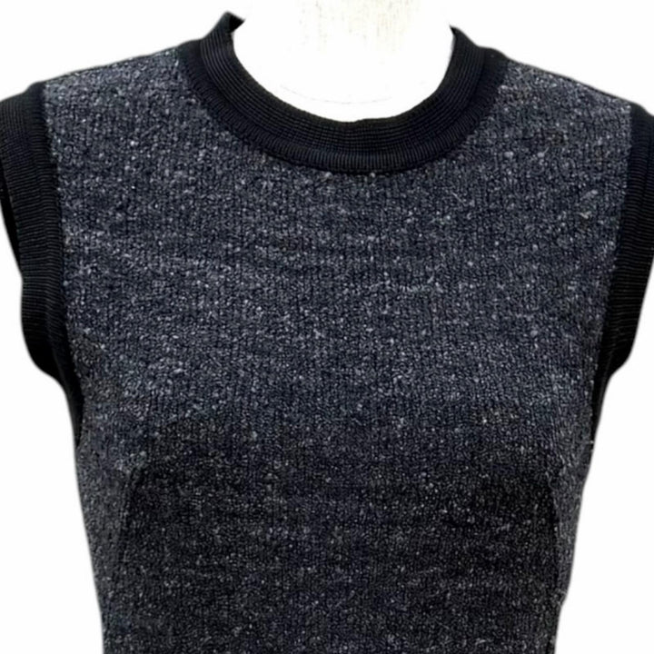 Excellent LOUIS VUITTON one piece Logo Ribbon Metal Tweed Sleeveless silk XS