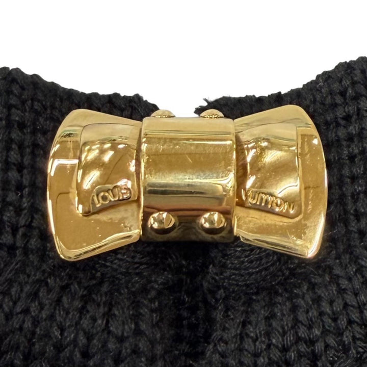 Excellent LOUIS VUITTON one piece Logo Ribbon Metal Tweed Sleeveless silk XS