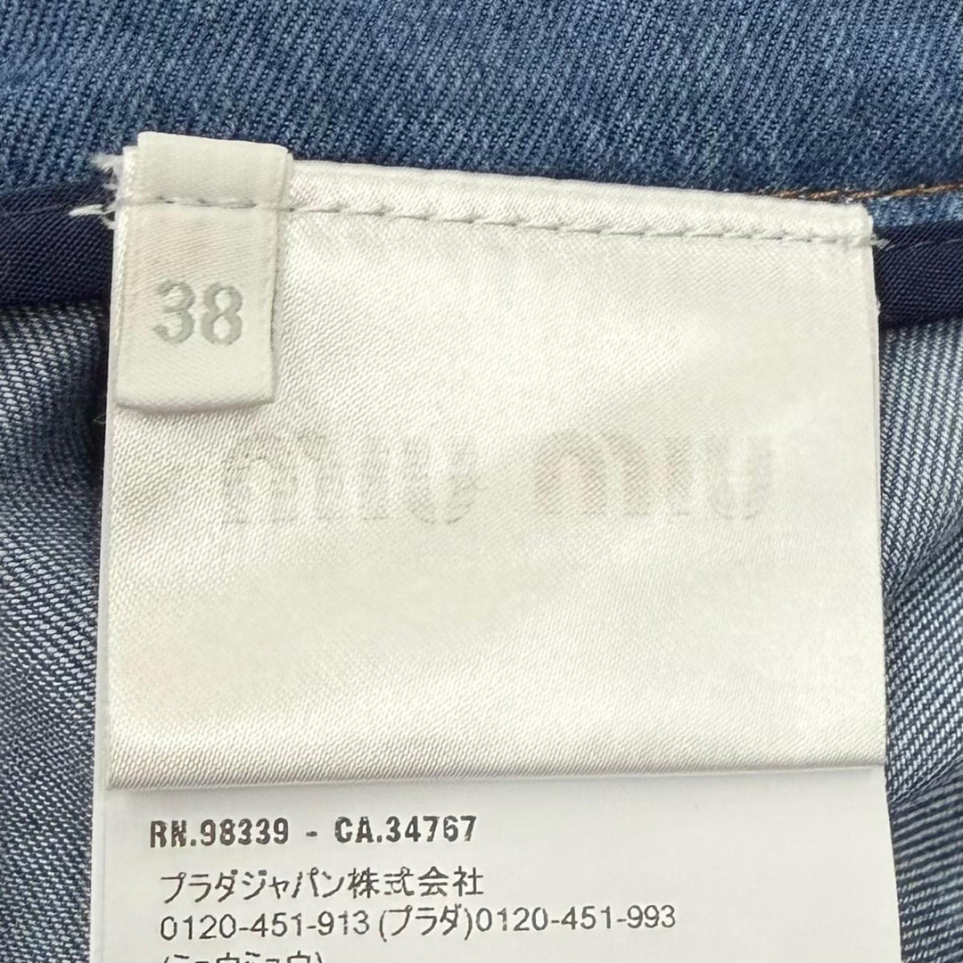 Excellent MIUMIU Long skirt Pleated belted cotton denim cotton IT 38 GWD343
