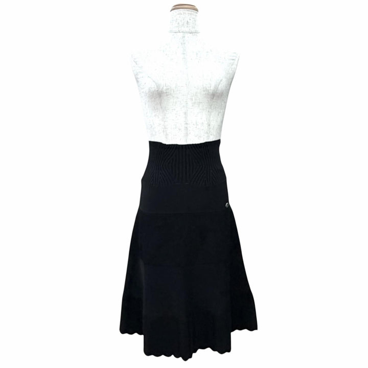Excellent CHANEL flare skirt COCO MarkMetal Knit black FR 34 08P P32712K00766