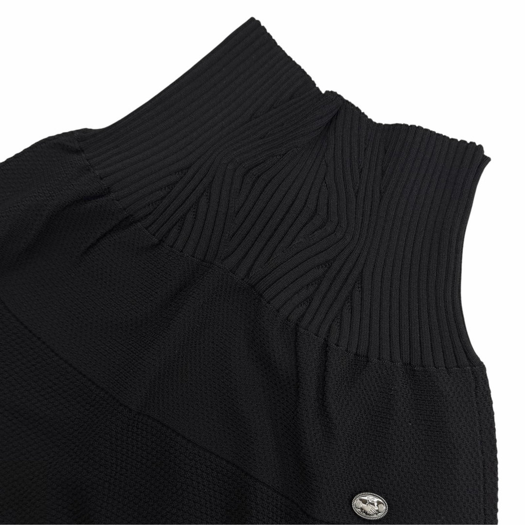 Excellent CHANEL flare skirt COCO MarkMetal Knit black FR 34 08P P32712K00766