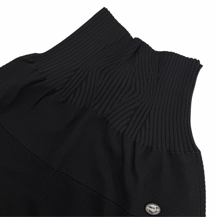 Excellent CHANEL flare skirt COCO MarkMetal Knit black FR 34 08P P32712K00766
