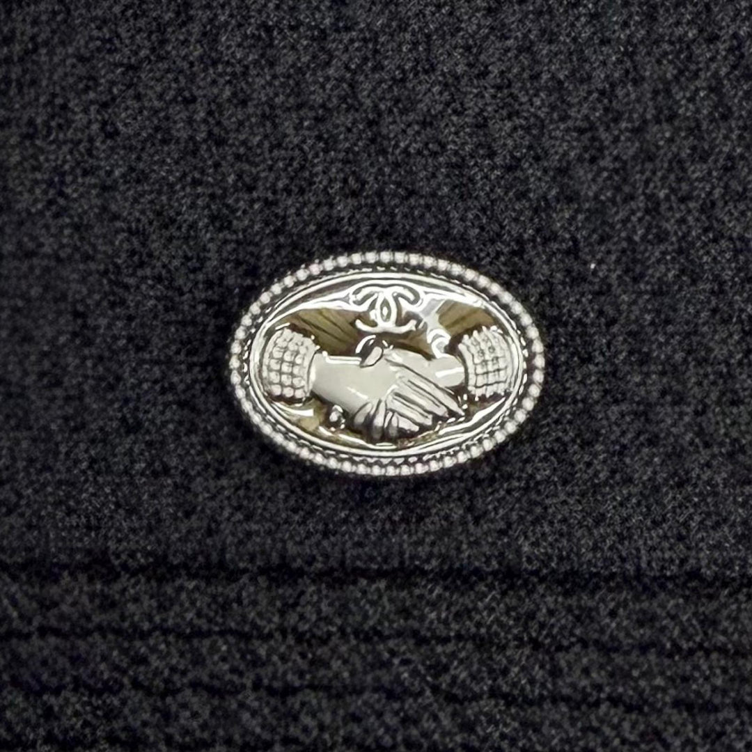 Excellent CHANEL flare skirt COCO MarkMetal Knit black FR 34 08P P32712K00766