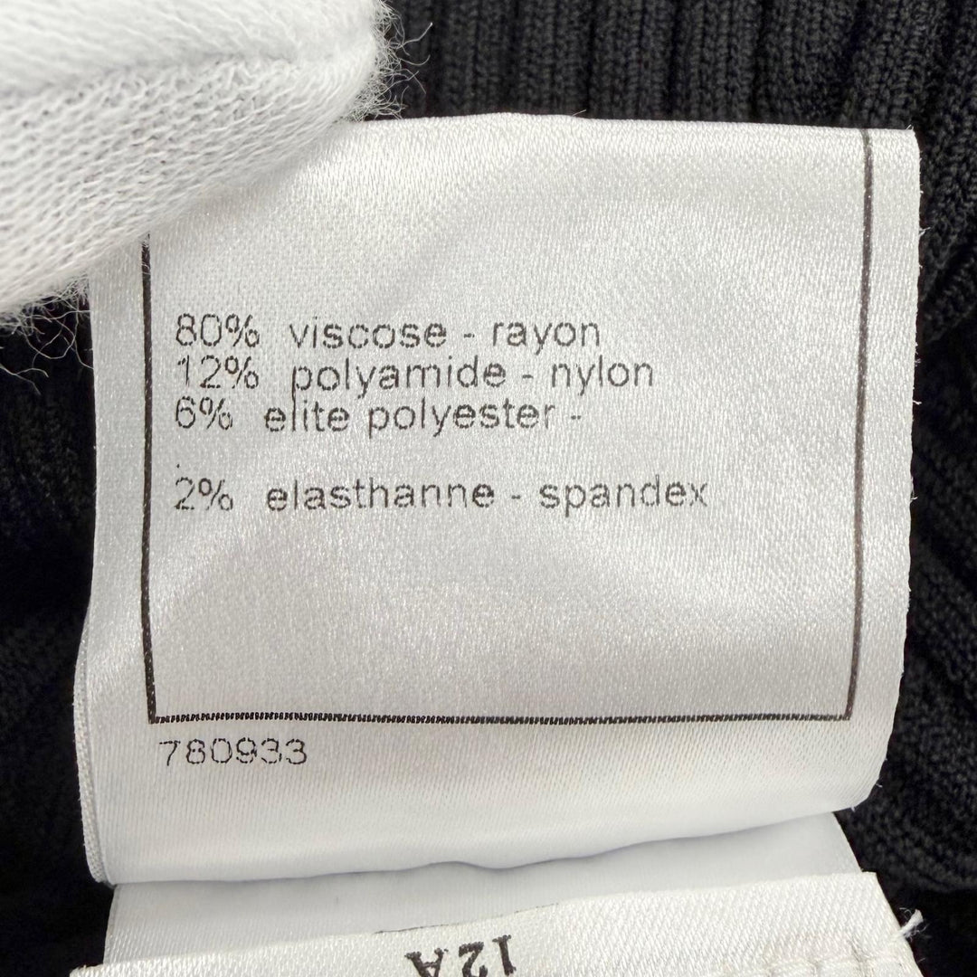 Excellent CHANEL flare skirt COCO MarkMetal Knit black FR 34 08P P32712K00766