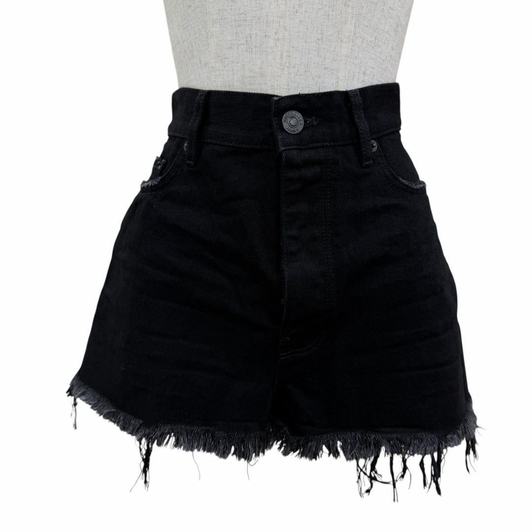 Excellent BALENCIAGA Mini skirt Distressed Cut Off Skirt Black denim 36 701744