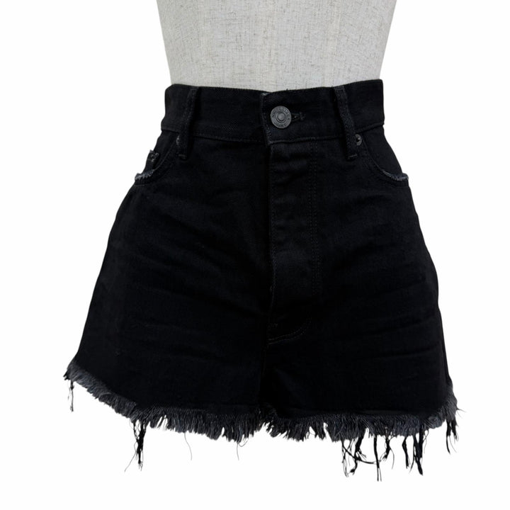 Excellent BALENCIAGA Mini skirt Distressed Cut Off Skirt Black denim 36 701744