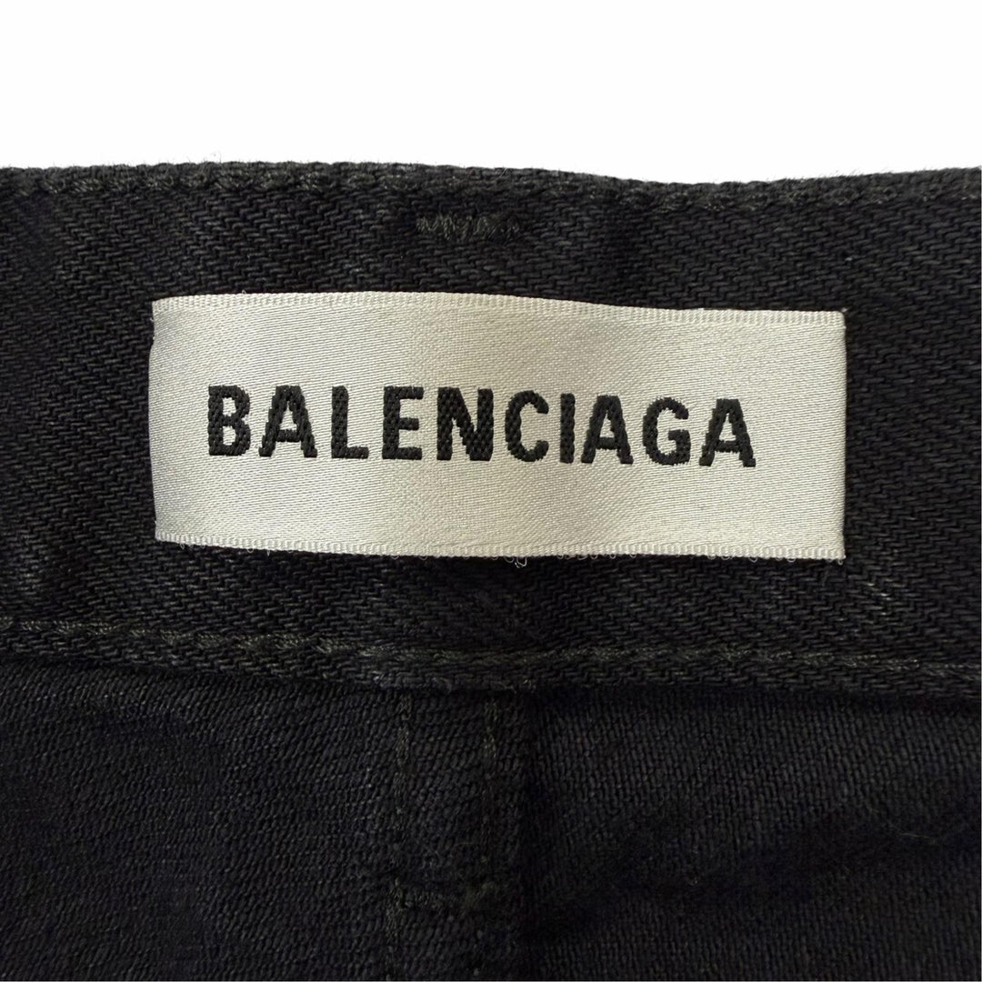 Excellent BALENCIAGA Mini skirt Distressed Cut Off Skirt Black denim 36 701744