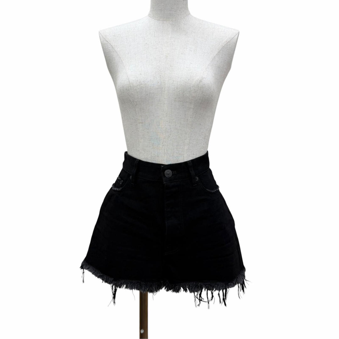 Excellent BALENCIAGA Mini skirt Distressed Cut Off Skirt Black denim 36 701744