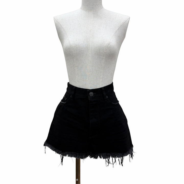 Excellent BALENCIAGA Mini skirt Distressed Cut Off Skirt Black denim 36 701744