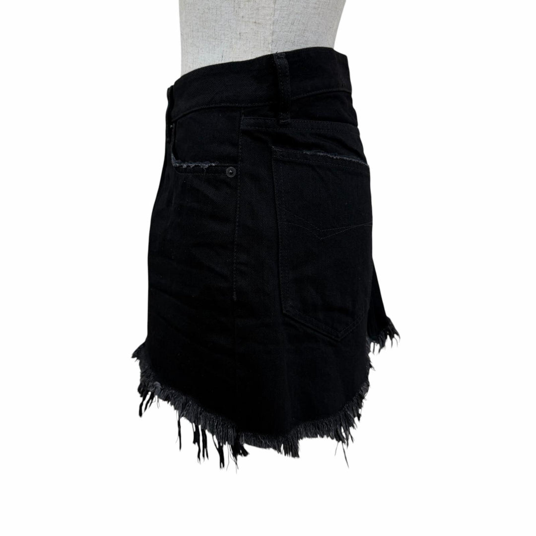 Excellent BALENCIAGA Mini skirt Distressed Cut Off Skirt Black denim 36 701744