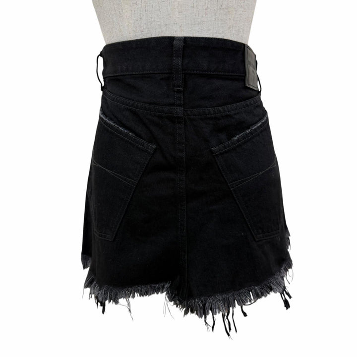 Excellent BALENCIAGA Mini skirt Distressed Cut Off Skirt Black denim 36 701744