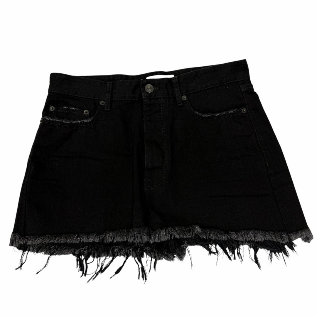 Excellent BALENCIAGA Mini skirt Distressed Cut Off Skirt Black denim 36 701744