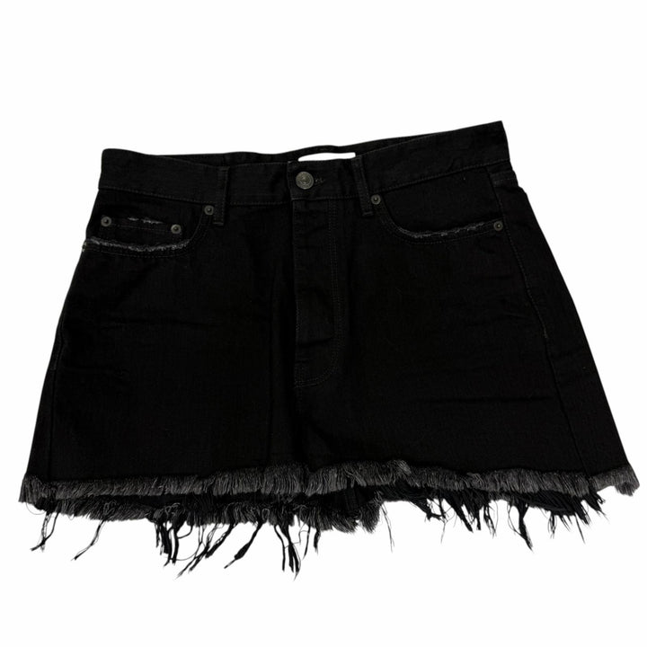 Excellent BALENCIAGA Mini skirt Distressed Cut Off Skirt Black denim 36 701744