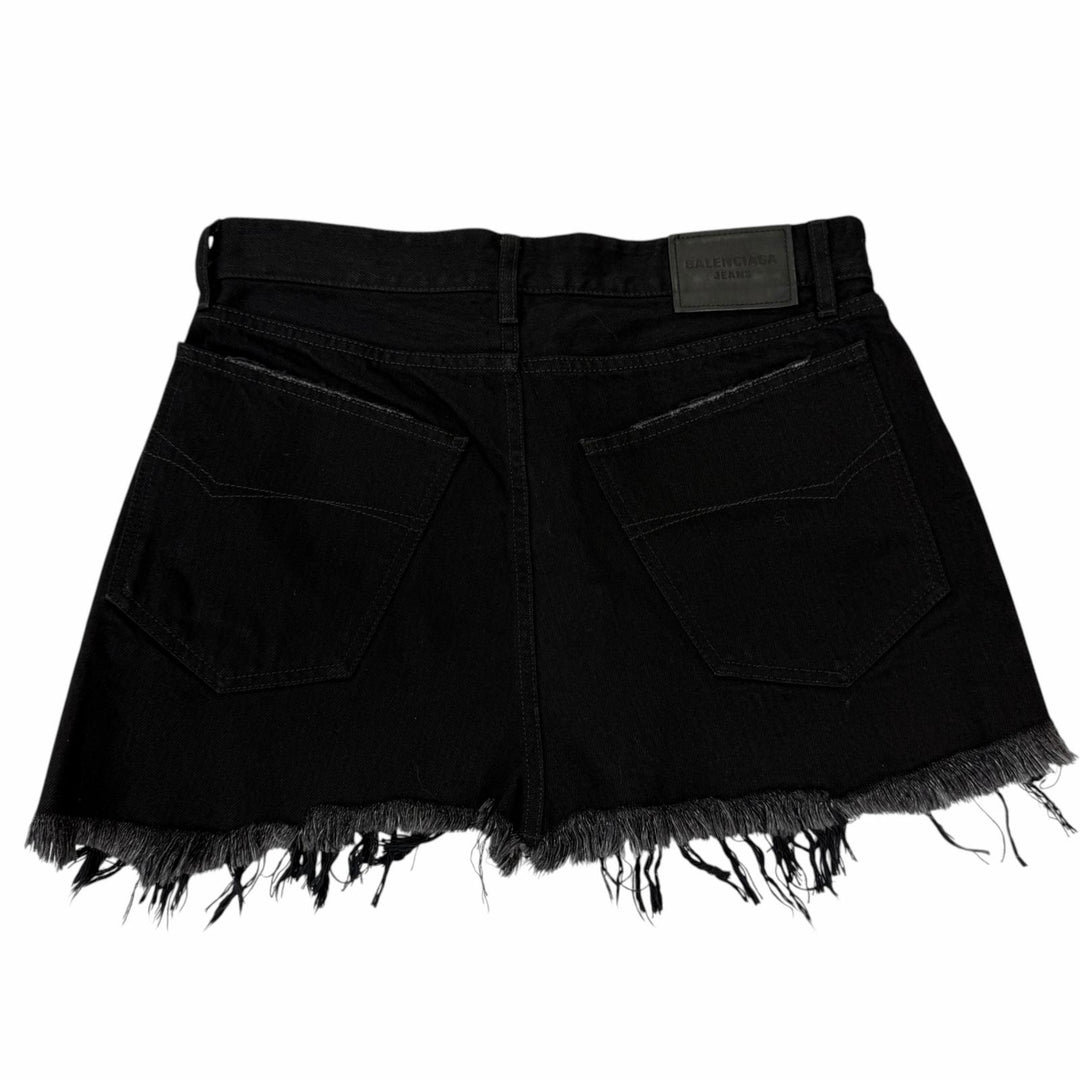 Excellent BALENCIAGA Mini skirt Distressed Cut Off Skirt Black denim 36 701744