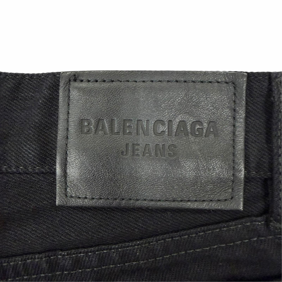 Excellent BALENCIAGA Mini skirt Distressed Cut Off Skirt Black denim 36 701744