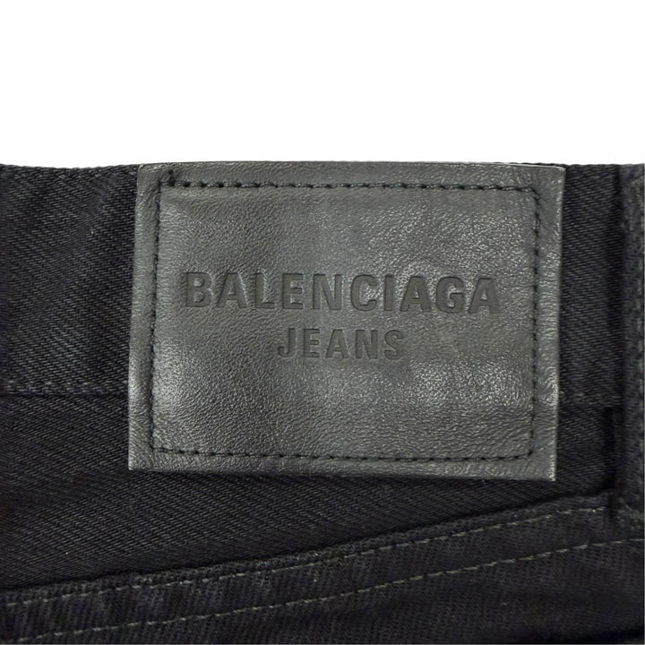 Excellent BALENCIAGA Mini skirt Distressed Cut Off Skirt Black denim 36 701744