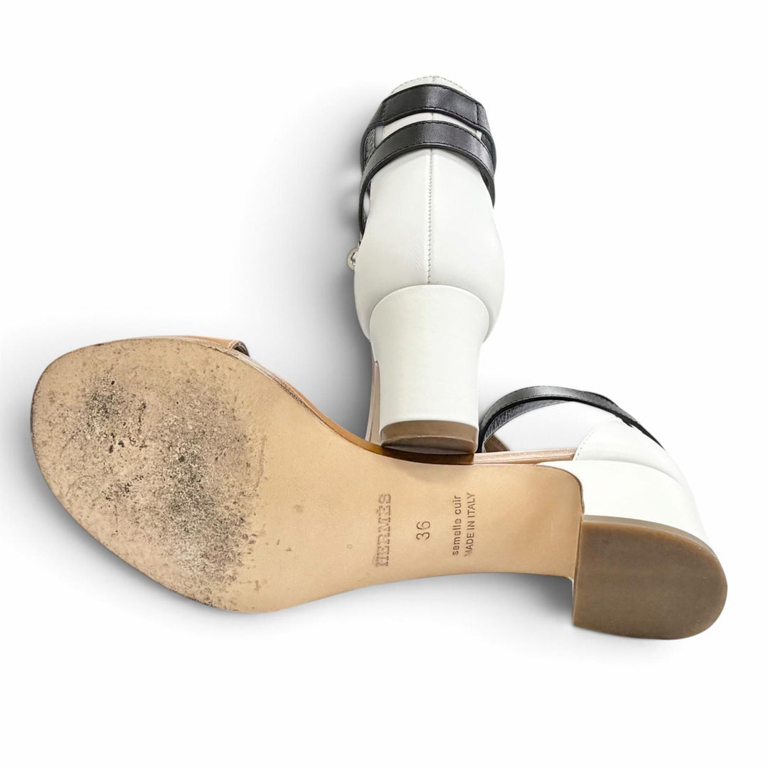 Great HERMES Sandals Money Kelly buckle ankle strap open toe Brown leather IT 36