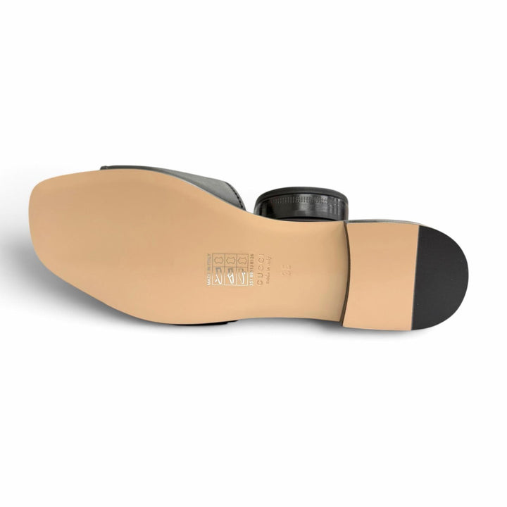 Pristine GUCCI Interlocking G cut-out slide sandals black leather IT 36 694451