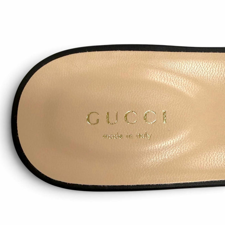 Pristine GUCCI Interlocking G cut-out slide sandals black leather IT 36 694451