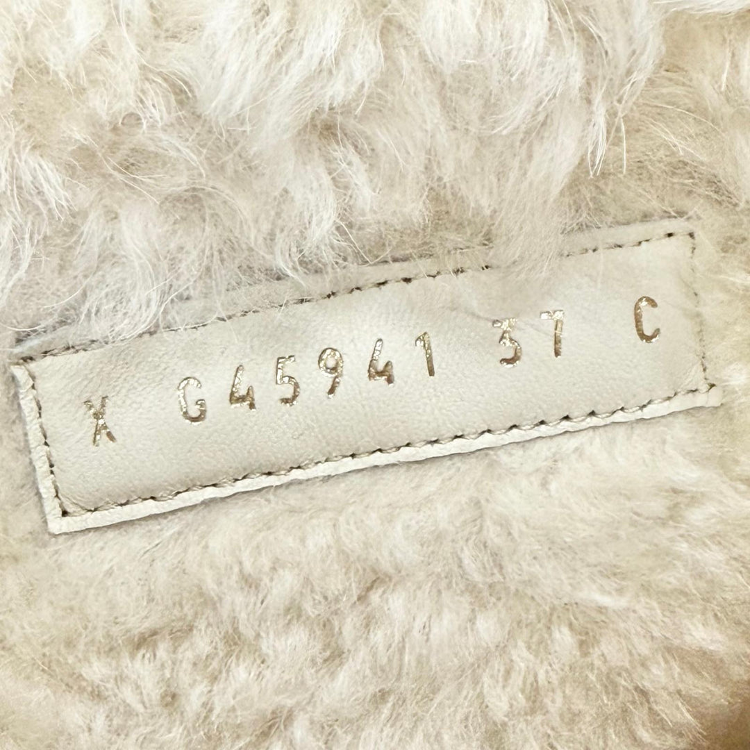Pristine CHANEL short boots COCO Mark Back Zip Sheepskin Ankle Boots 37 G45941