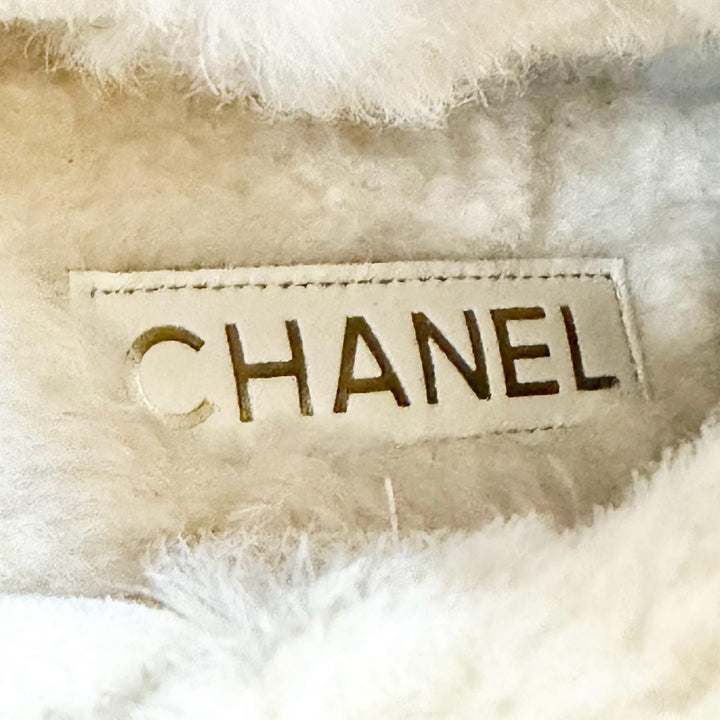 Pristine CHANEL short boots COCO Mark Back Zip Sheepskin Ankle Boots 37 G45941