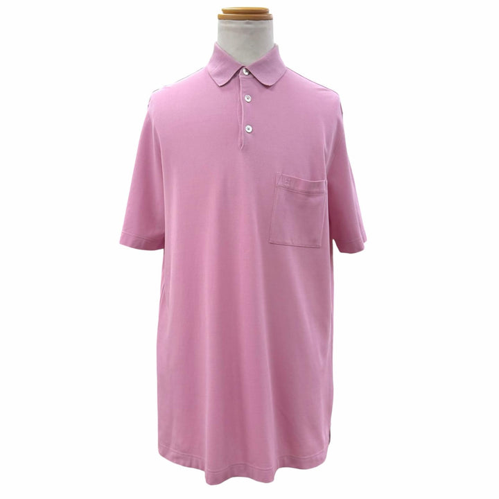 Excellent HERMES Short sleeve polo shirt H logo embroidery, chest pocket, XL