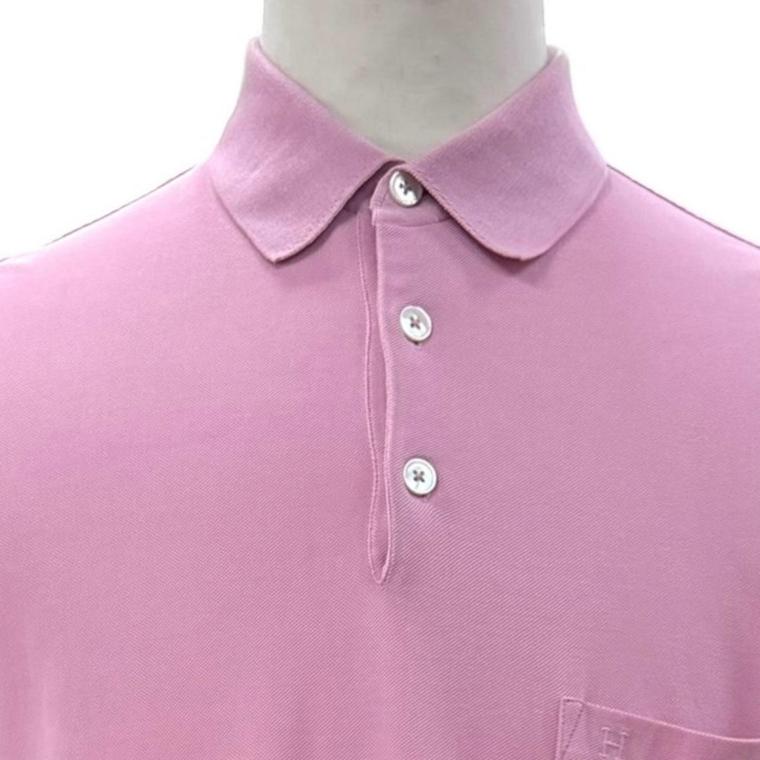 Excellent HERMES Short sleeve polo shirt H logo embroidery, chest pocket, XL