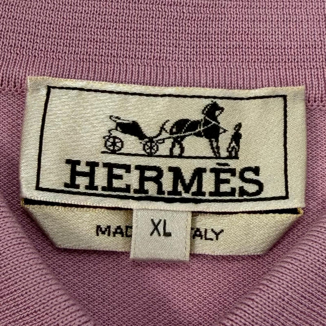 Excellent HERMES Short sleeve polo shirt H logo embroidery, chest pocket, XL