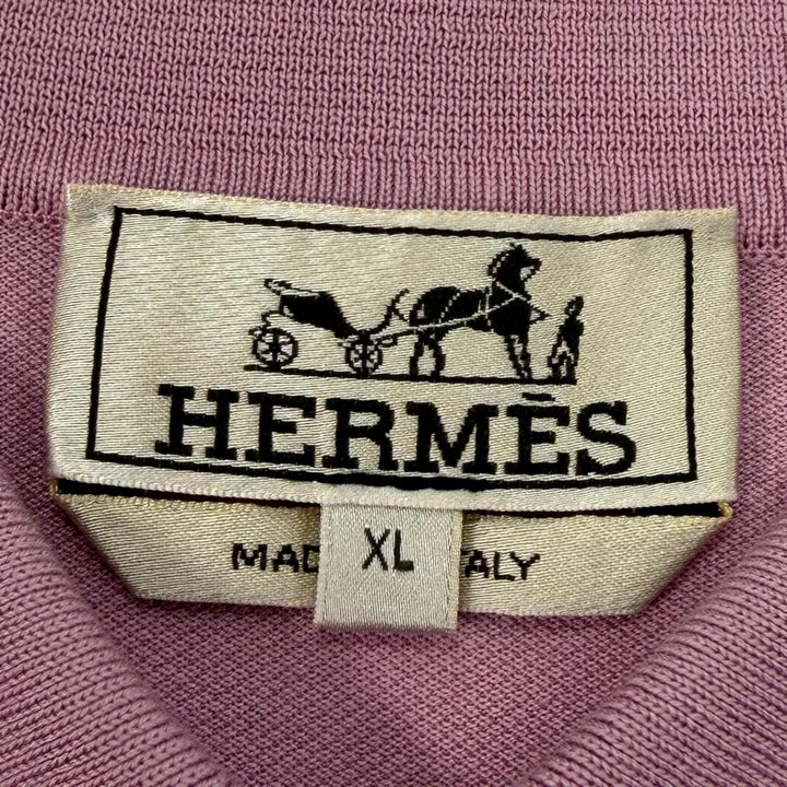 Excellent HERMES Short sleeve polo shirt H logo embroidery, chest pocket, XL