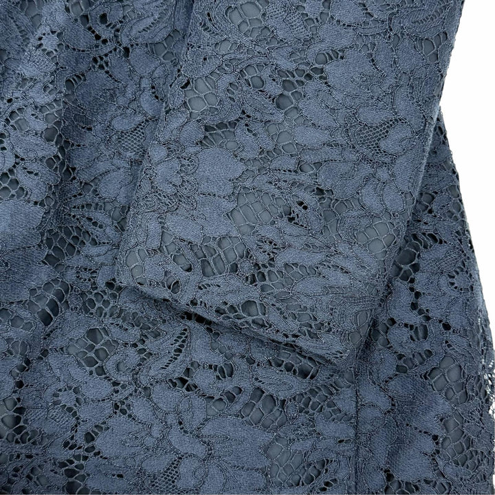 Excellent VALENTINO down coat Lace stand collar A-line Navy cotton Women IT 38