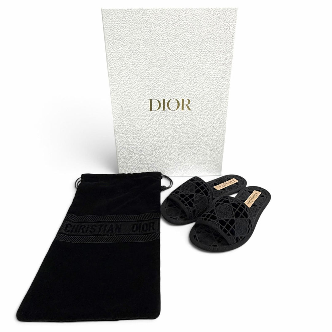 Excellent Christian Dior DIOR CHEZ MOI Cannage stitch design room shoes 35
