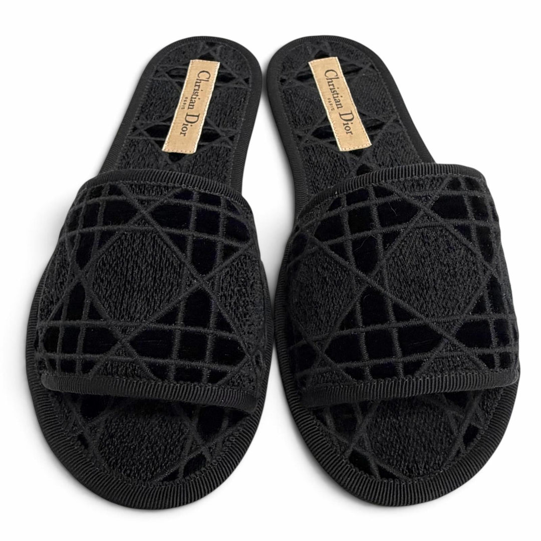 Excellent Christian Dior DIOR CHEZ MOI Cannage stitch design room shoes 35