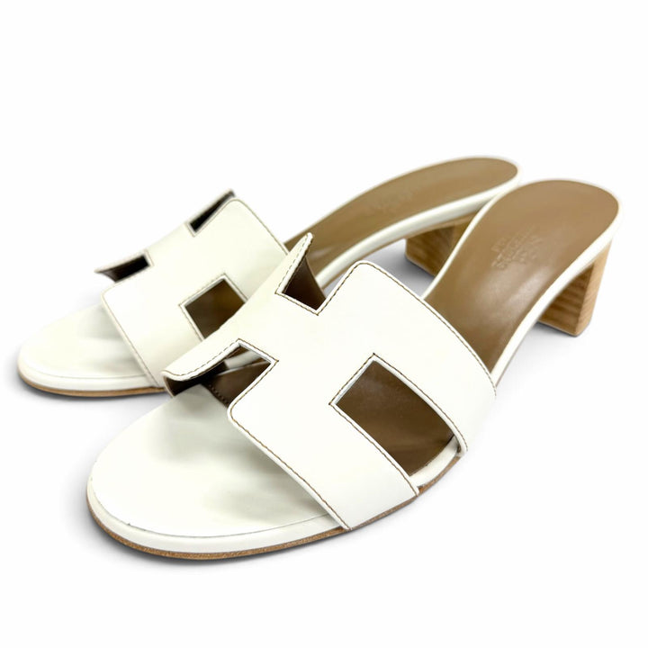 Pristine HERMES Sandals Oasis Mule white leather Women 37 H071002Z