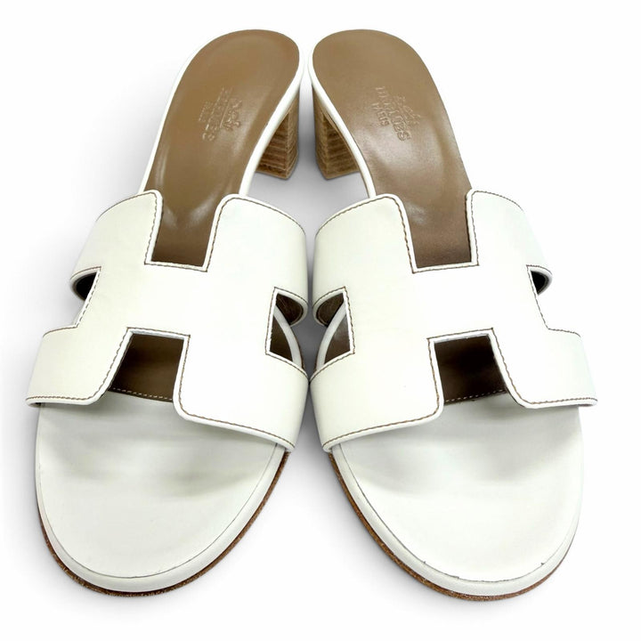 Pristine HERMES Sandals Oasis Mule white leather Women 37 H071002Z