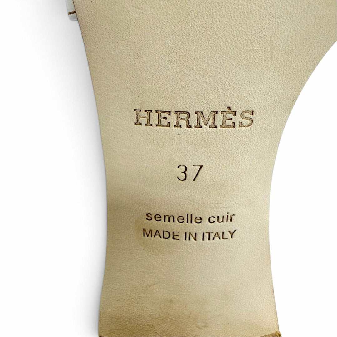 Pristine HERMES Sandals Oasis Mule white leather Women 37 H071002Z