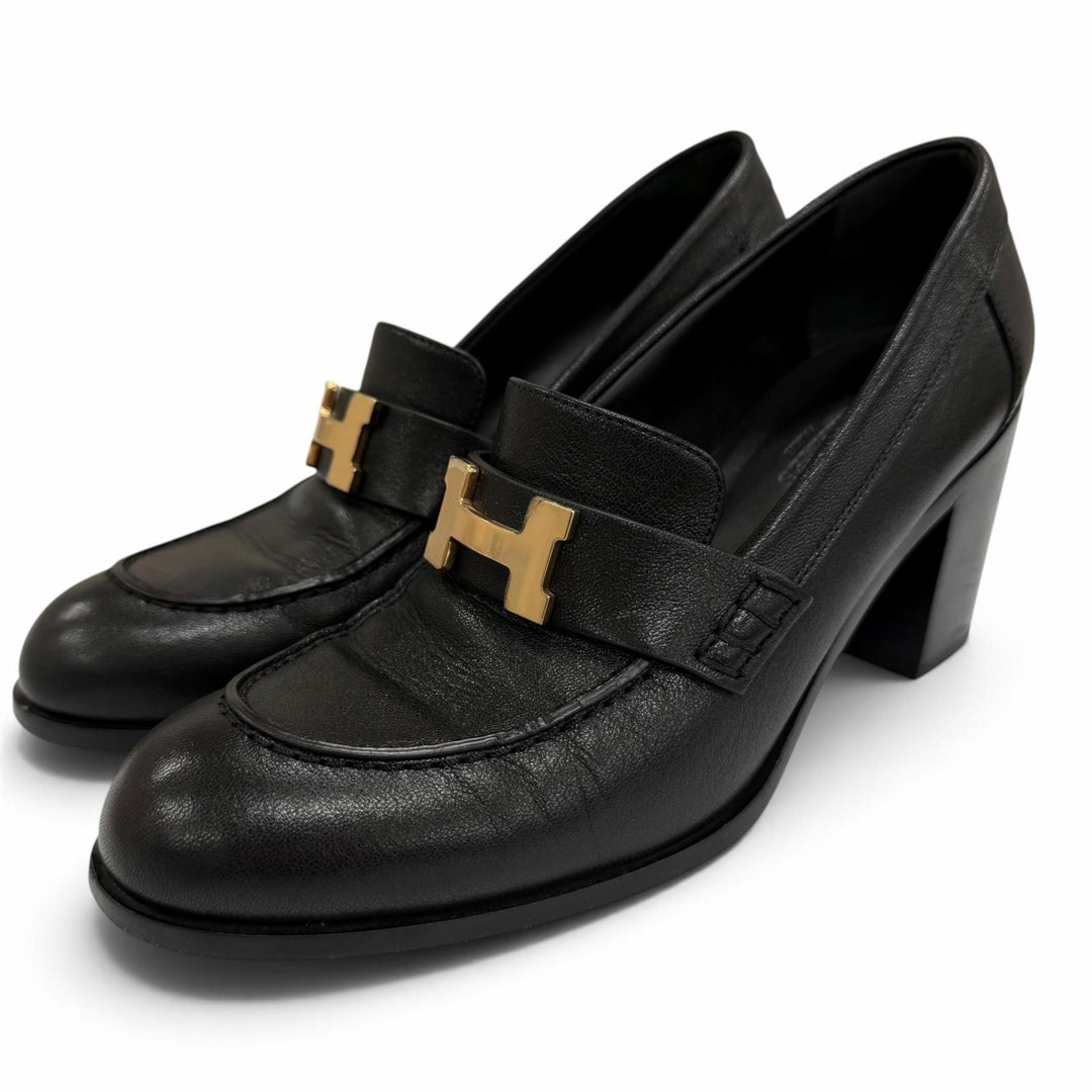Great HERMES pumps Dauphine 70 moccasins Constance black leather Women H231041Z