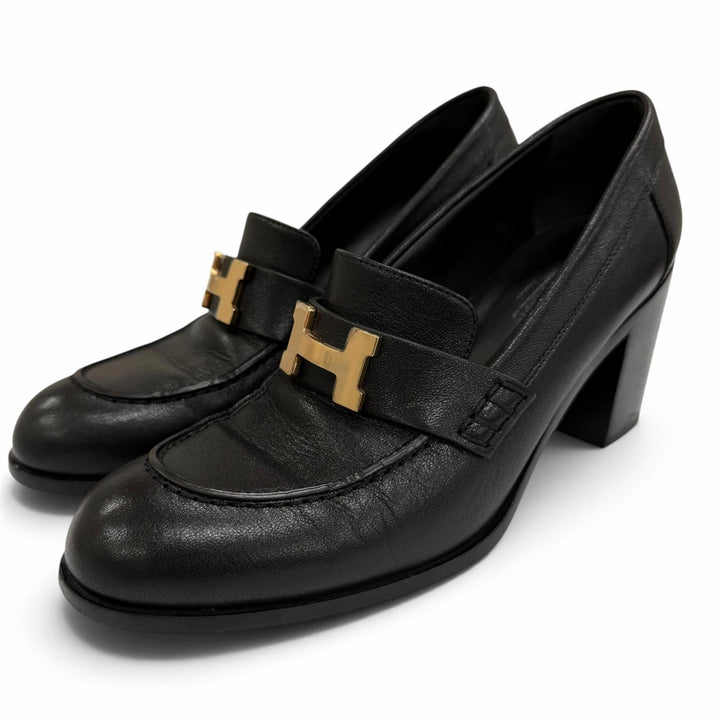 Great HERMES pumps Dauphine 70 moccasins Constance black leather Women H231041Z