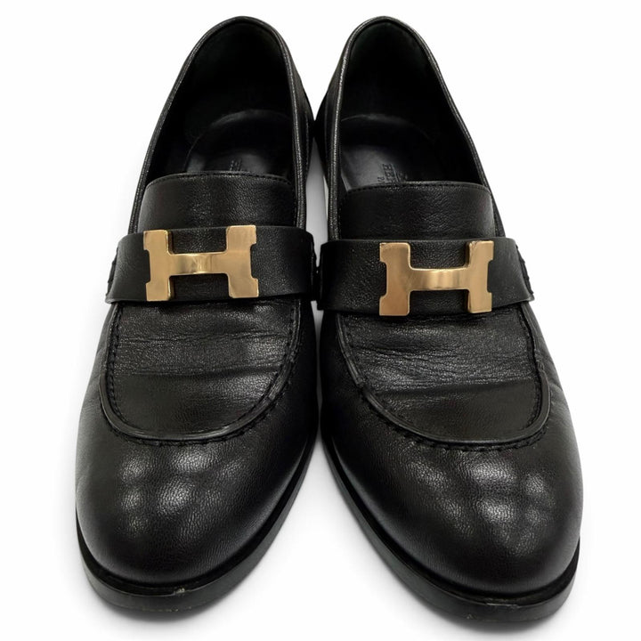 Great HERMES pumps Dauphine 70 moccasins Constance black leather Women H231041Z