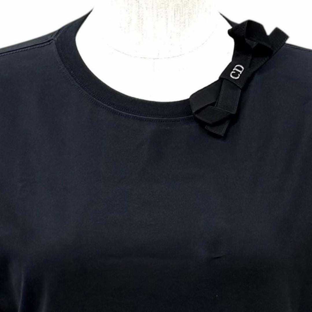 Excellent DIOR Fitted T-shirt Grosgrain Ribbon black cotton M 653T13A4M21