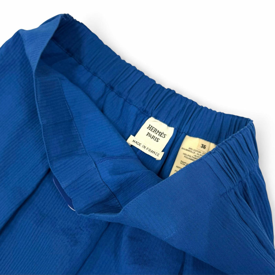 Excellent HERMES Shorts Chaine d'Ancre Hakama Tuck Flare blue FR 36 4E3425DO