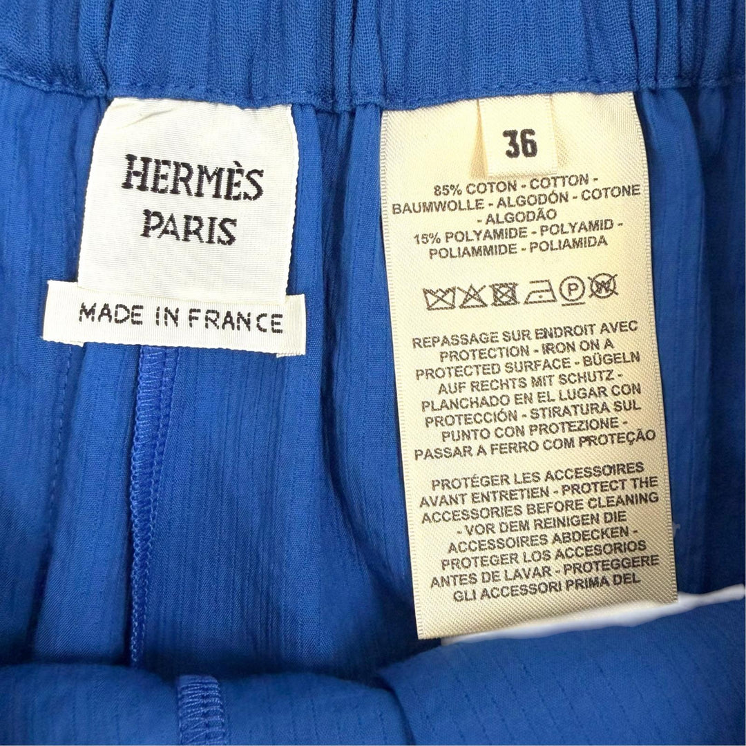 Excellent HERMES Shorts Chaine d'Ancre Hakama Tuck Flare blue FR 36 4E3425DO