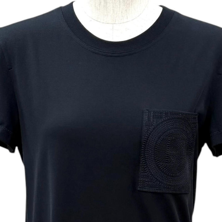 Pristine HERMES one piece Embroidered pocket short-sleeved T-shirt cotton 34