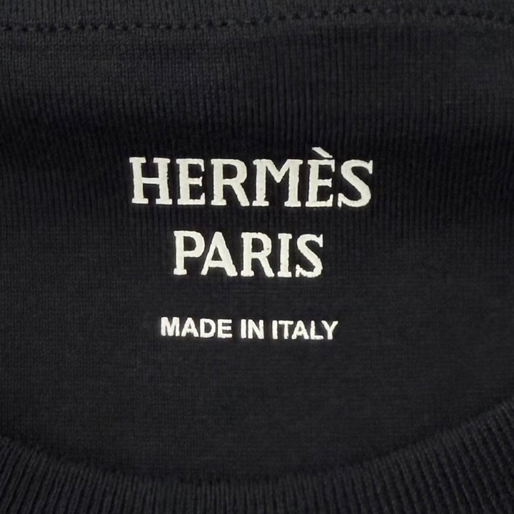 Pristine HERMES one piece Embroidered pocket short-sleeved T-shirt cotton 34