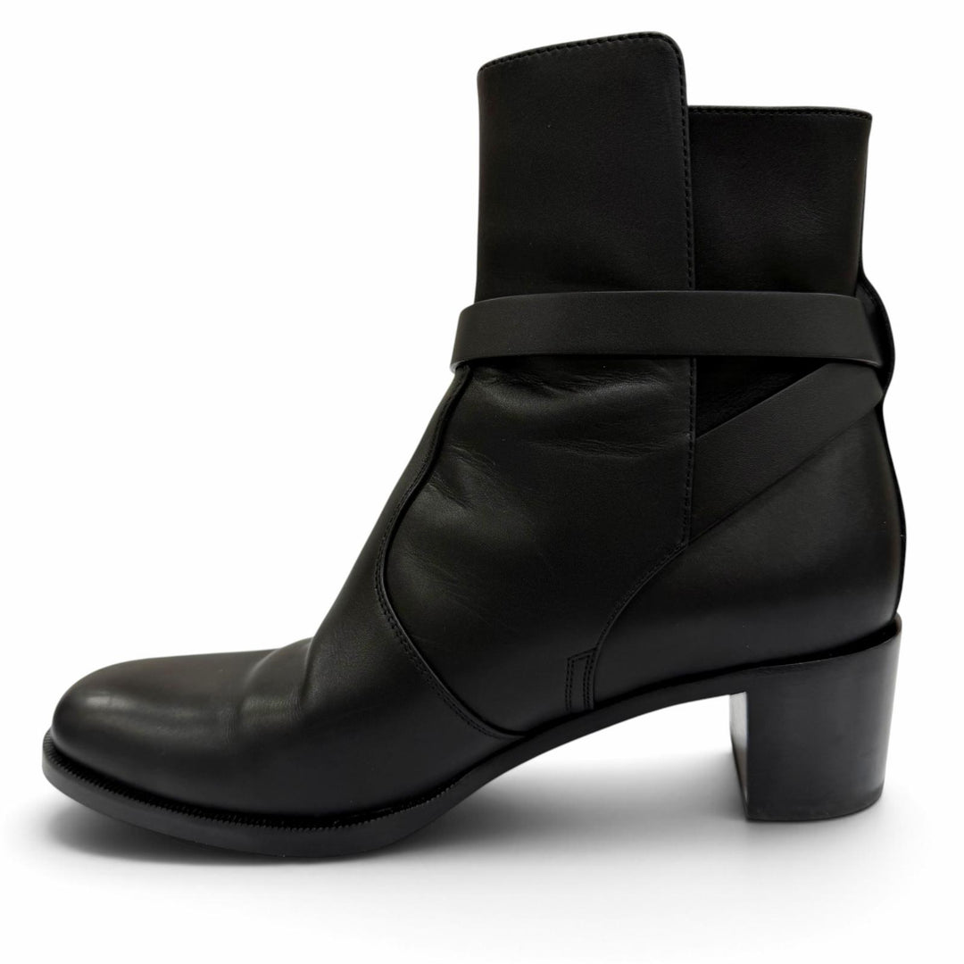 Great HERMES short boots French 50 Kelly Buckle Leather black 37.5 H222091Z